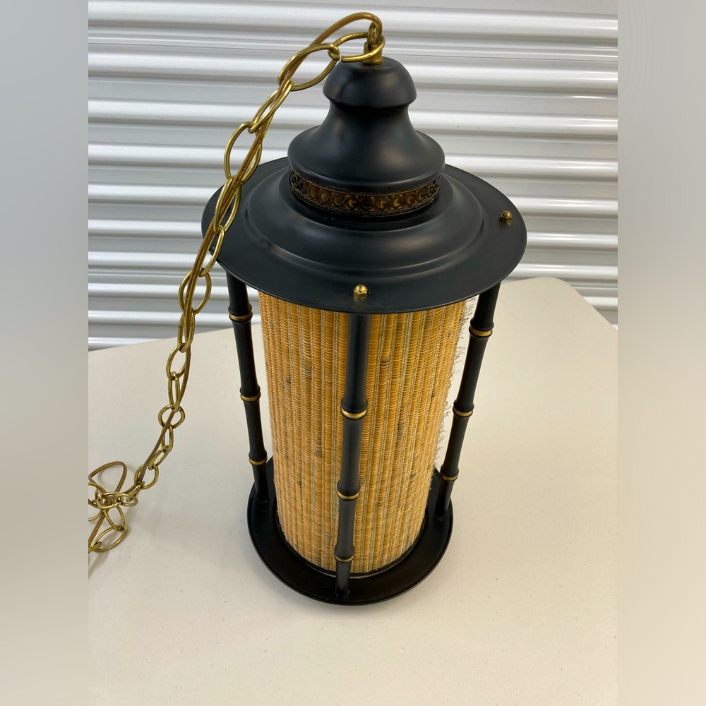 Vintage Metal and Bamboo Wired Lantern